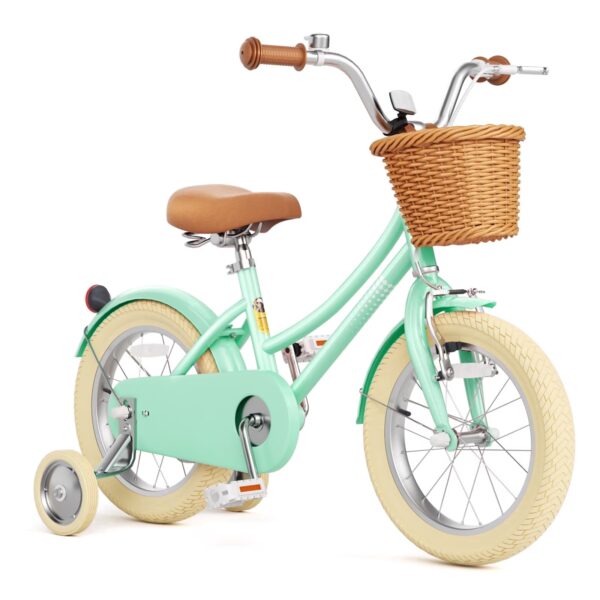 XJD 14 Inch Kids Bike for 3-5 Years Old Toddlers and Kids, Kid's Bicycle with Basket and Bell Training Wheels, Kid's Bike with Kickstand & Adjustable Seat Handlebar Height