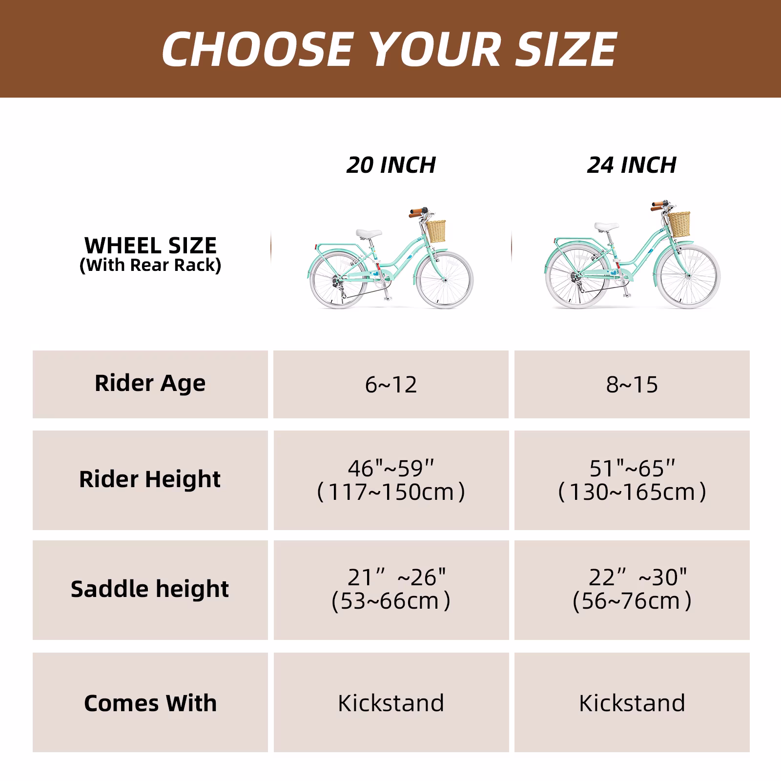 XJD 24 inch Girl Cruiser Kids Bike 7-Speed Shimano shifter lever,Aluminum V-brakes,Teen City Bicycle 20/24inch with Rack&Wicker Basket For Ages 7-14 Years Old, Green - Image 4
