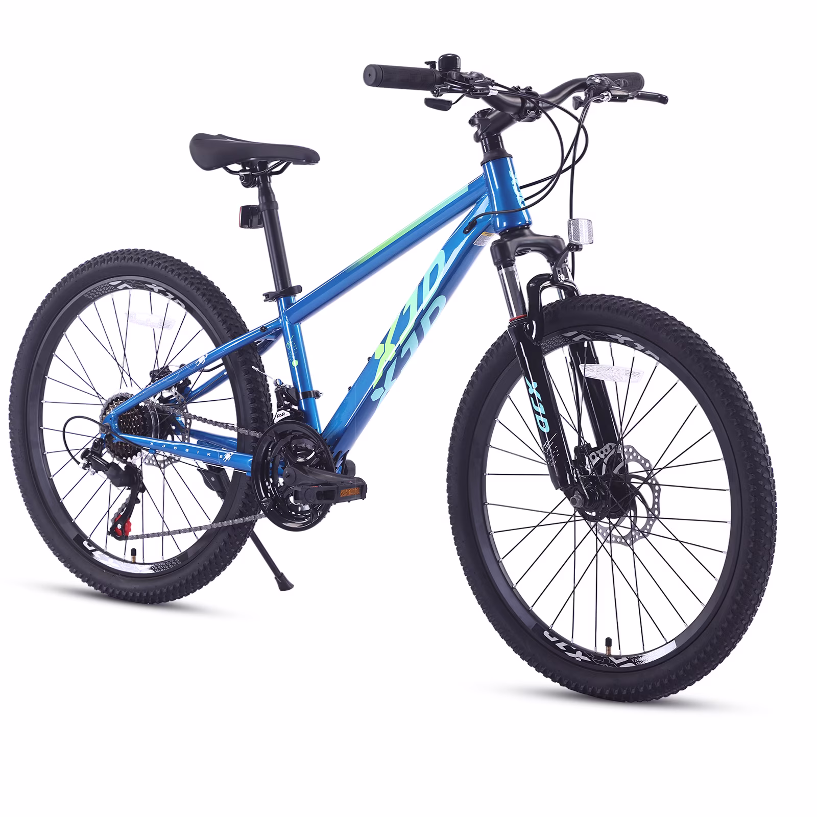 XJD 24 Inch Kids Mountain Bike, 21-Speed, Front Suspension & Dual Disc Brakes, 20 24inch Teen Bike 6-14 Years Old, Man Mountain Bike For boy, Blue
