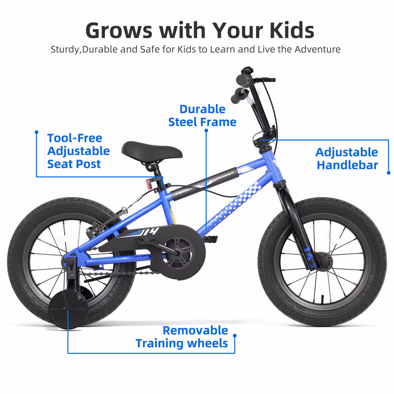 XJD BMX Style 16 inch Boy Bike for 2-8 Years Old Boys Toddlers 12 14 16 Inches BMX Bicycle with Training Wheels and Coaster Brake,Blue - Image 3