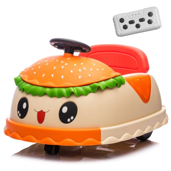 Xuanlur 12V Bumper Car for Kids, Electric Ride on Toy for Toddlers W/Remote Control, Riding Bumping Car for Boys Girls W/Music and LED Lights, 3.11MPH Max, 360°Spin, Anti-Roller Design, Yellow