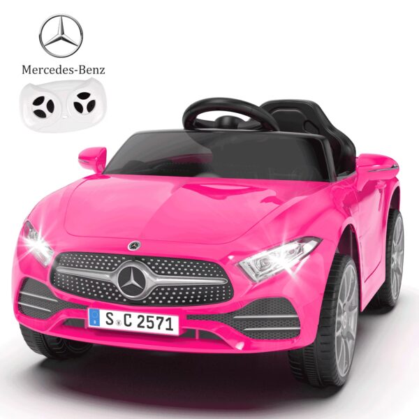 Xuanlur 12V Power Ride on Toys for Toddlers, Licensed Mercedes-Benz Ride on Cars for Kids, Kid Electric Car, Aged 1-4Y, Pink