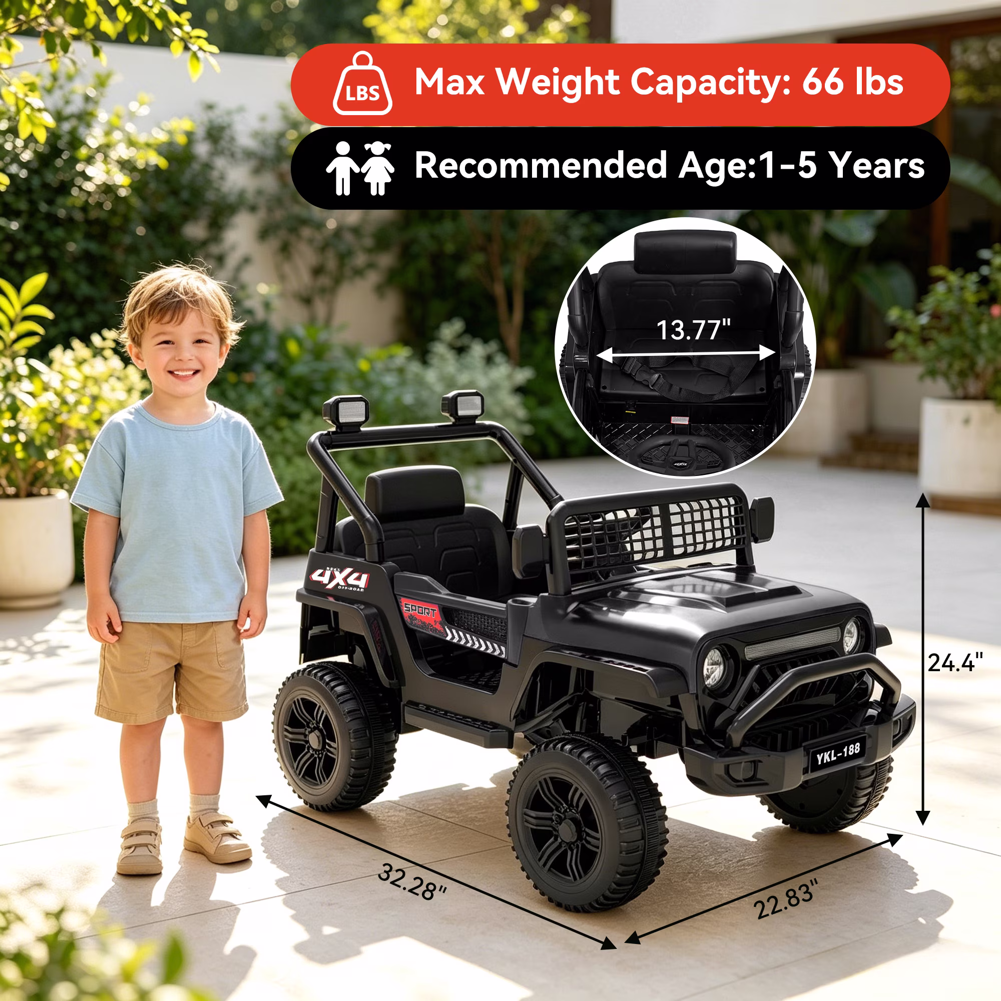 Xuanlur 12V Ride on Electric Truck Car for Kids, Kids Electric Vehicles w/Remote Control, Bluetooth Music, Horn, 3 Speeds, 3.5 Mph Max Speed, Soft Start, Ride on Car Toy for Toddler Kid (Black) - Image 5