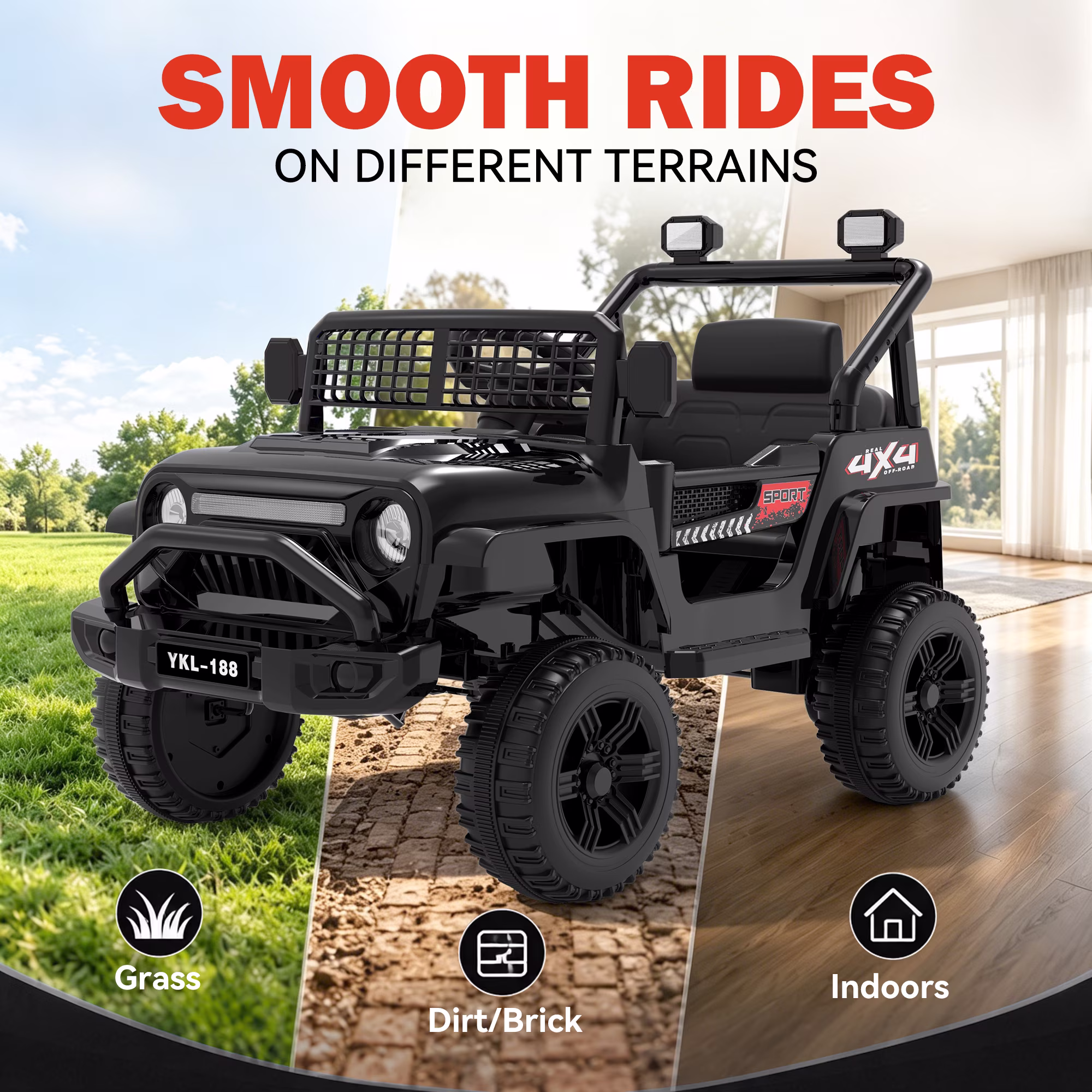 Xuanlur 12V Ride on Electric Truck Car for Kids, Kids Electric Vehicles w/Remote Control, Bluetooth Music, Horn, 3 Speeds, 3.5 Mph Max Speed, Soft Start, Ride on Car Toy for Toddler Kid (Black) - Image 3