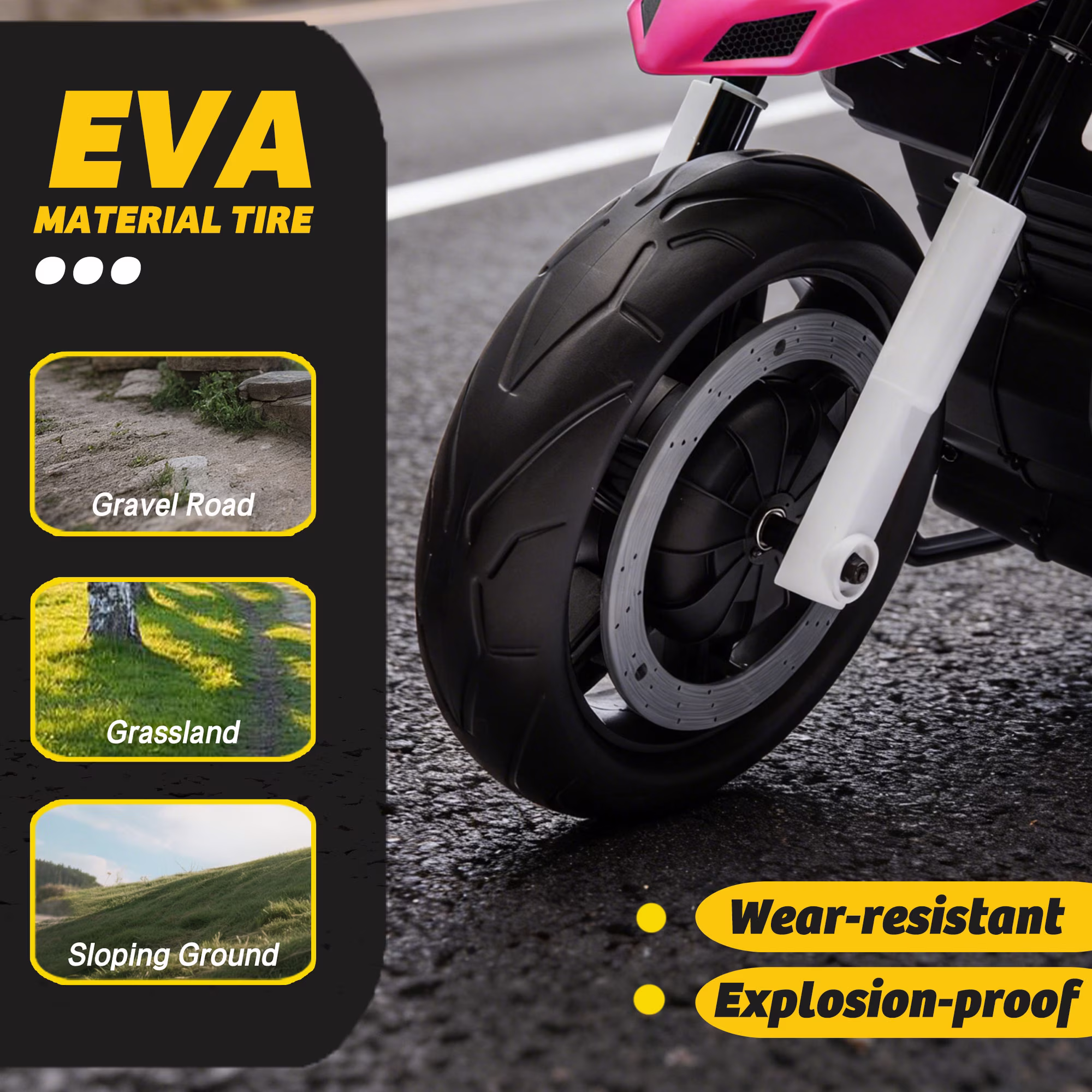 Xuanlur 24V 9AH Electric Motorbike, 9 mph & 110lb Max, 200W Ride on Motorcycle for Big Kids w/EVA Tires, LED Lights & Power Display, 2 Speed, Bluetooth, Music, Electric Motorcycle for Ages 6+, Pink - Image 4