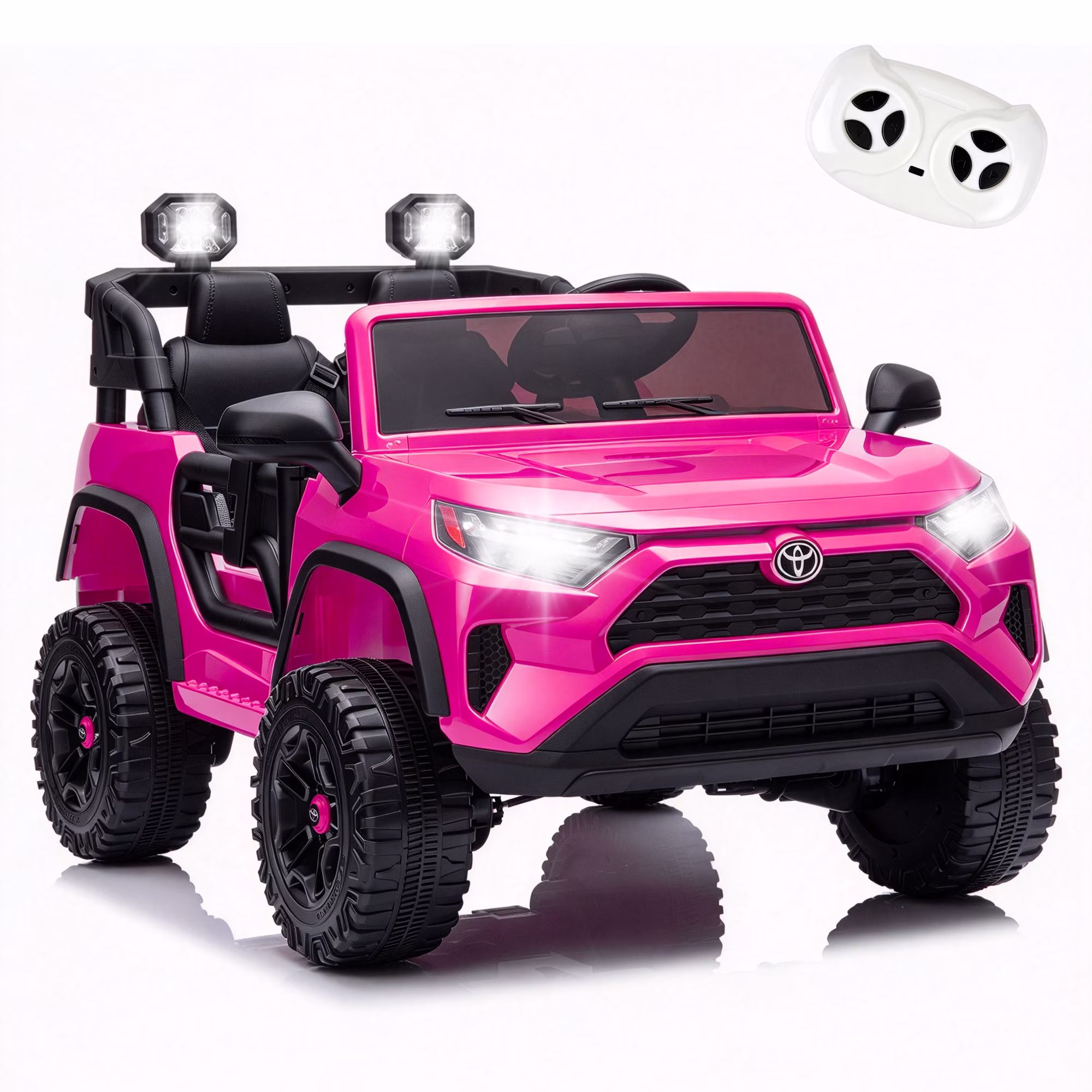 Xuanlur 24V Ride on Toys for Big Kids, Licensed Toyota 2 Seater Ride on Car w/Remote Control, 800W, 4WD, LED Lights, Four-Wheel Suspension, Music, Bluetooth, Electric Car For Kids 3-6, Pink