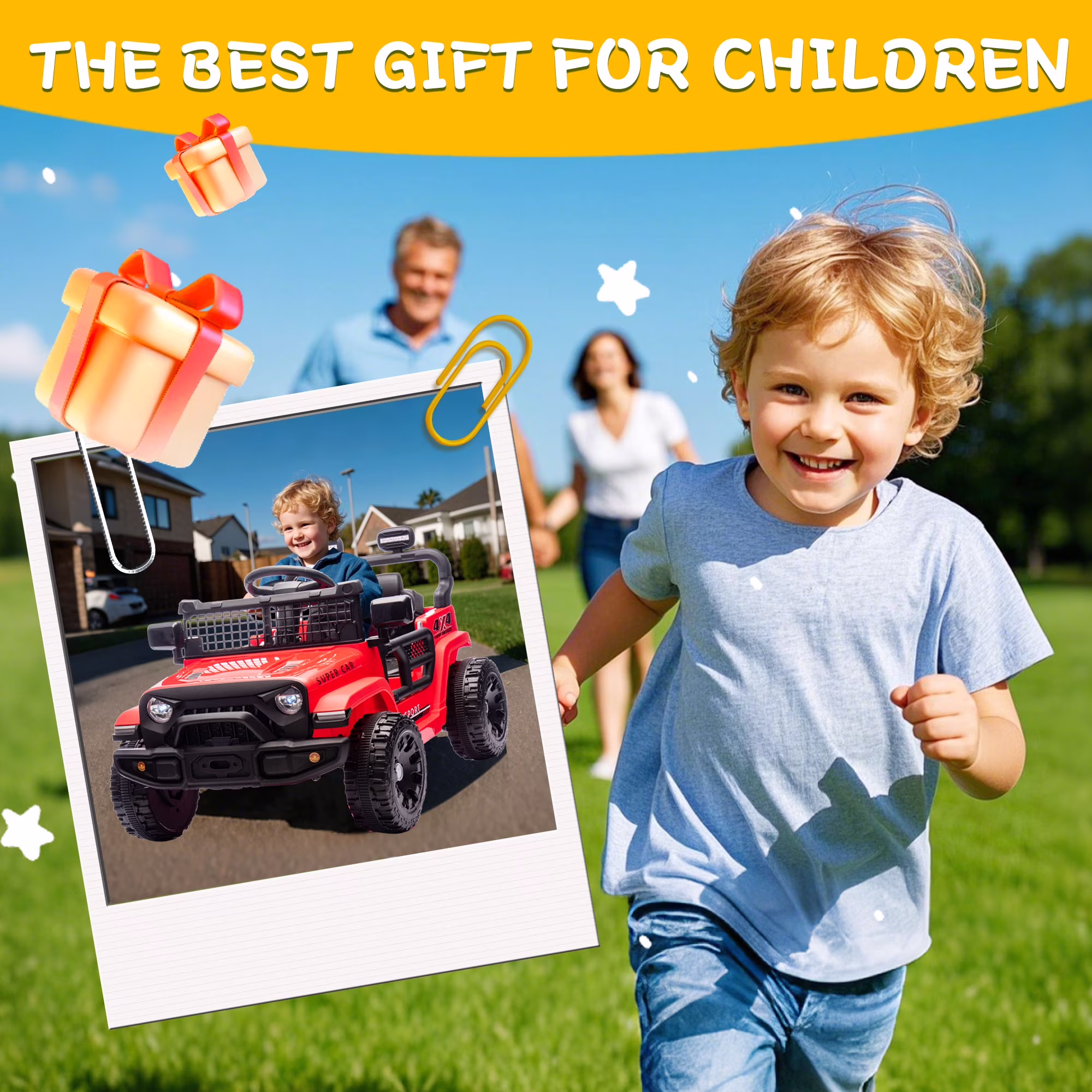 Xuanlur 24V Ride on Truck Car w/Parent Remote Control, Ride on Toys w/4-Wheel Suspension, Power Display, Bluetooth, Music, LED Headlight, Electric Car for Kids Aged 3+, Red - Image 4