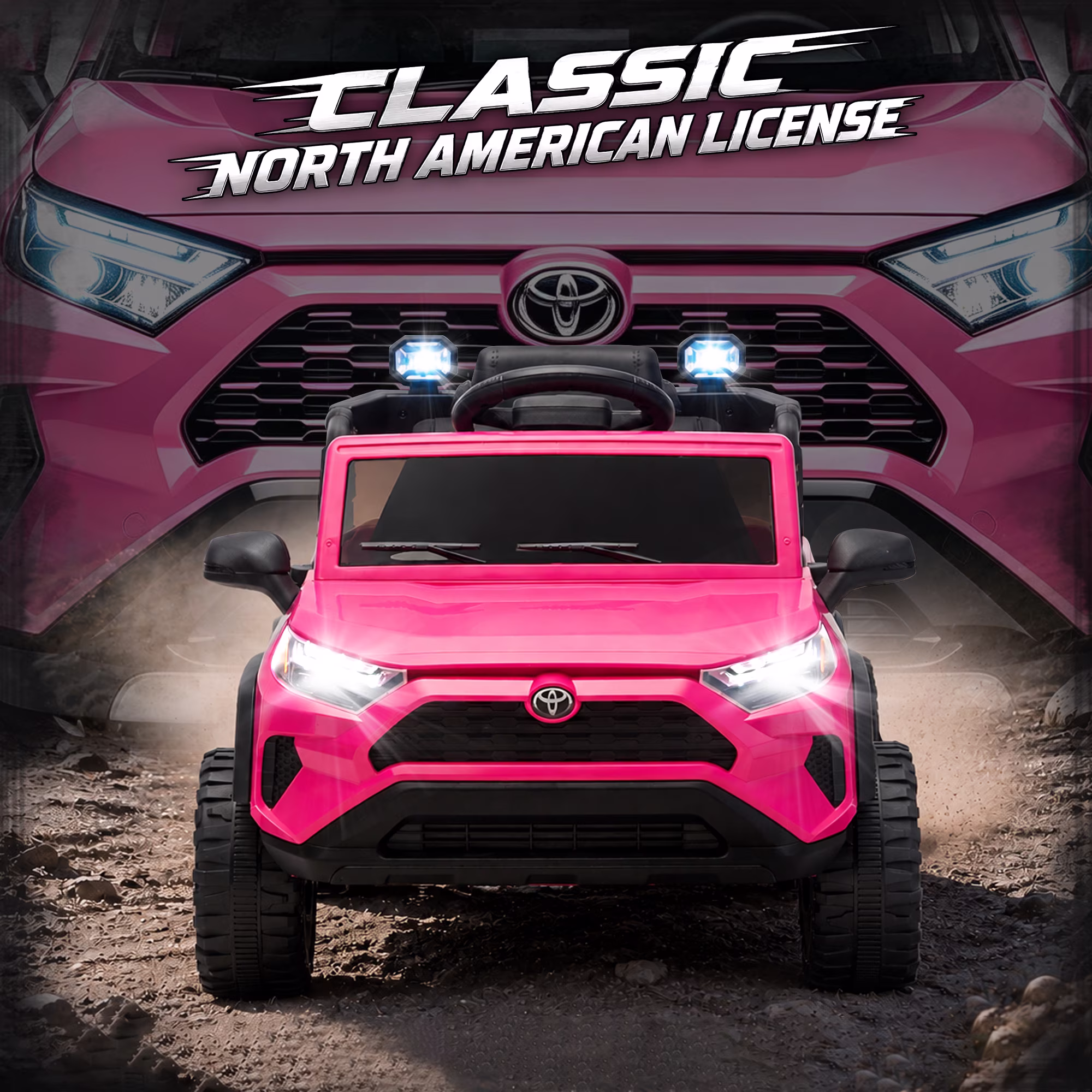 Xuanlur Licensed Toyota RAV4 12V Ride on Truck Car for Kids Ages 1-4 Y w/Remote Control, 12V Battery Power Electric Car, 4‑Wheel Suspension, LED Lights, Bluetooth, Music Play, Birthday Gift, Pink - Image 5