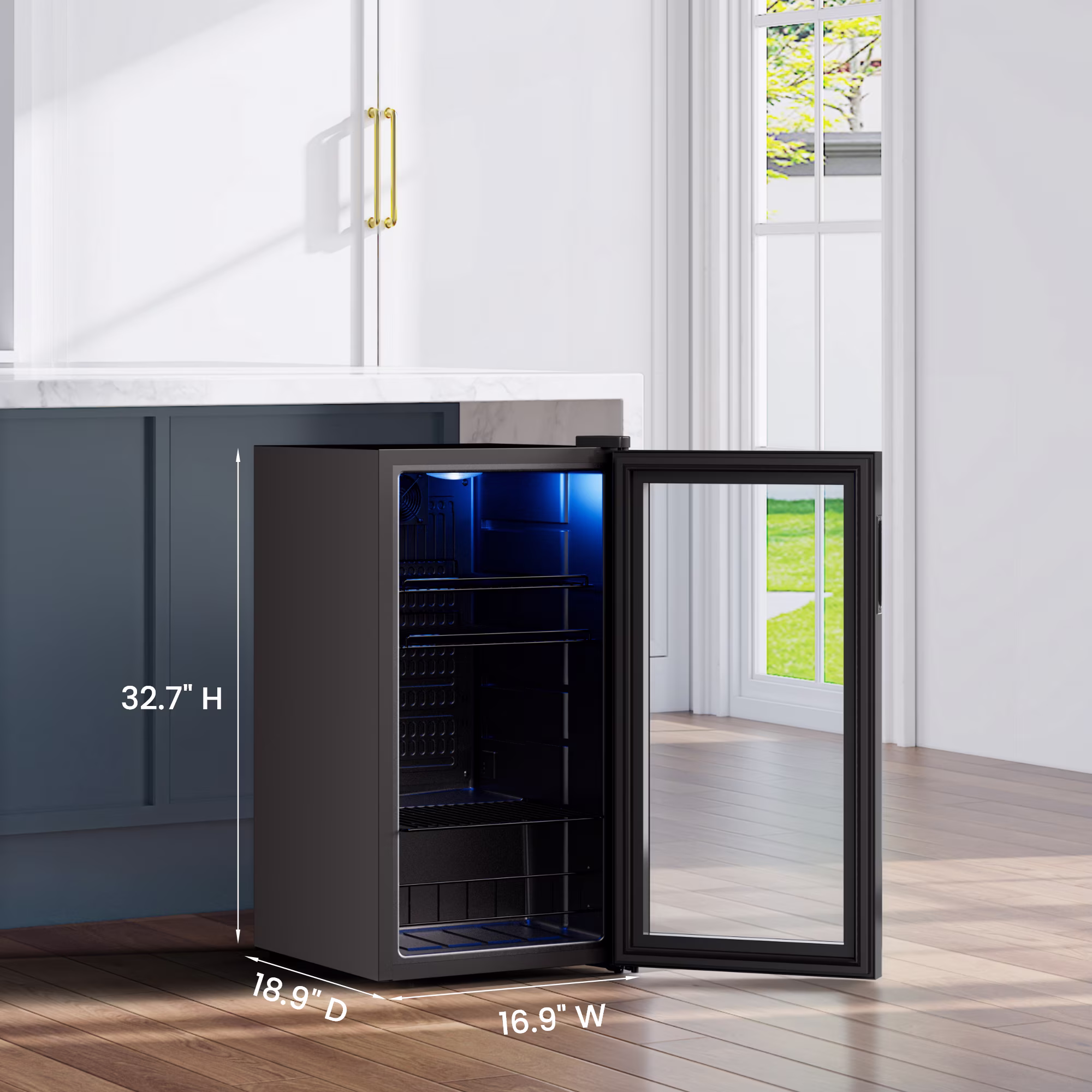 Yeego 121 Can Beverage Refrigerator, Mini Freestanding Beverage Fridge with Double Glass Door, 3.1cu.ft. - Image 4