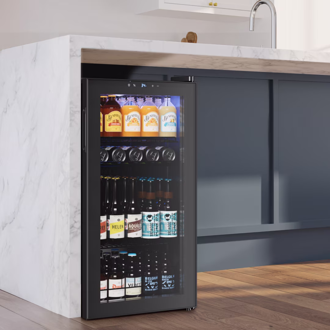 Yeego 121 Can Beverage Refrigerator, Mini Freestanding Beverage Fridge with Double Glass Door, 3.1cu.ft. - Image 3