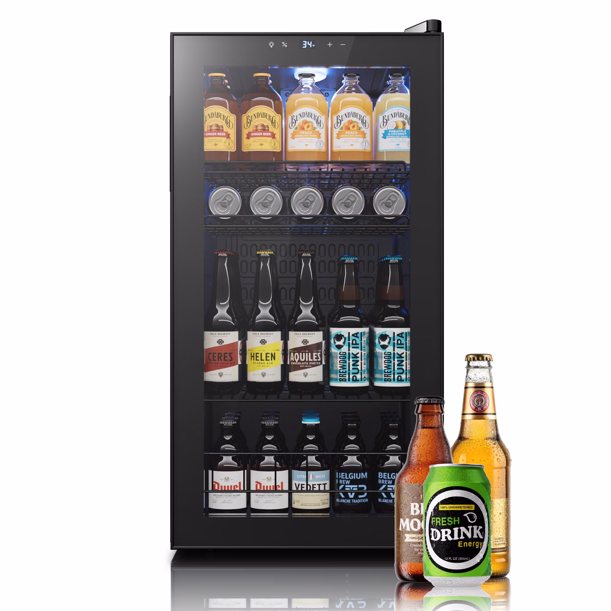 Yeego 121 Can Beverage Refrigerator, Mini Freestanding Beverage Fridge with Double Glass Door, 3.1cu.ft. - Image 5