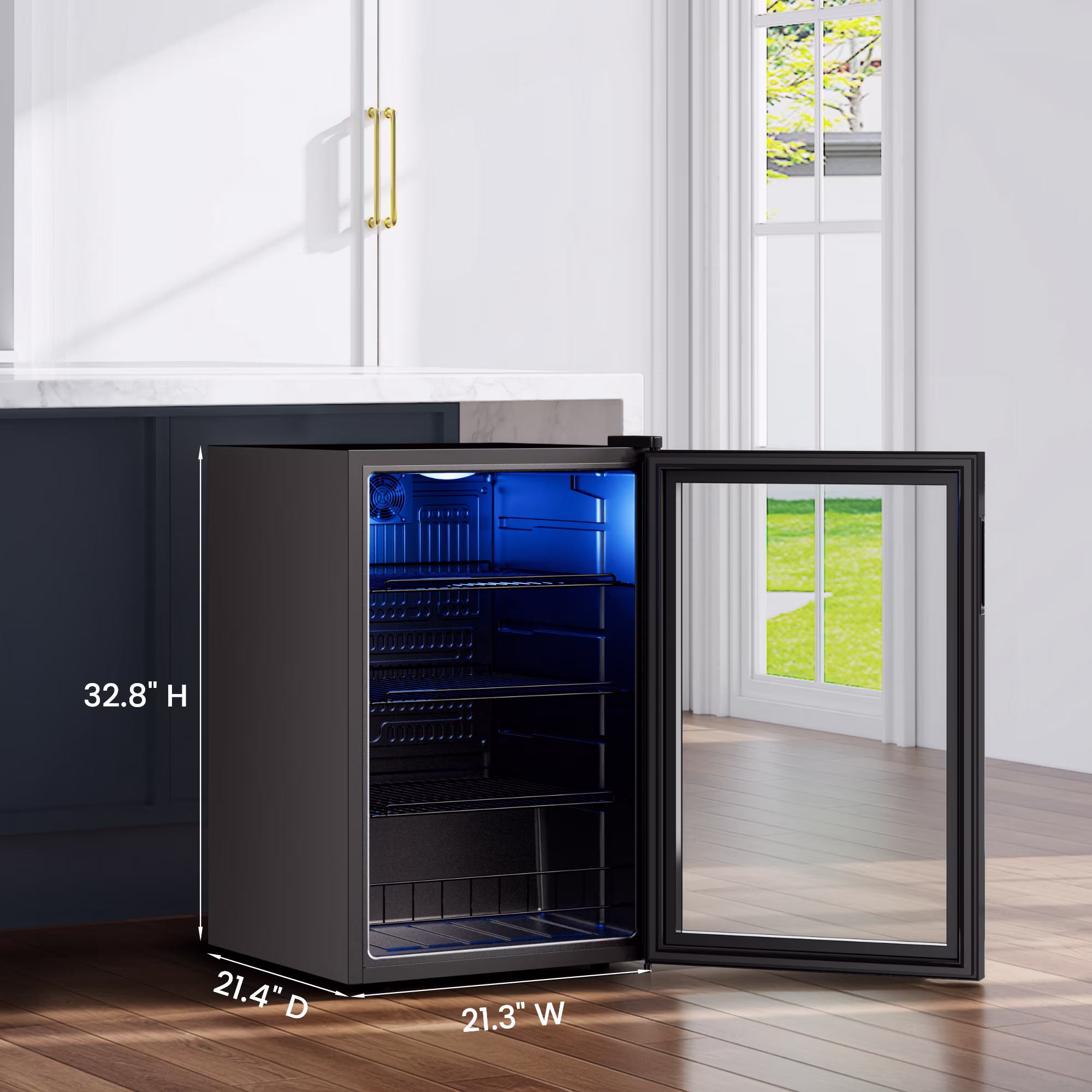 Yeego 160 Can Beverage Refrigerator Cooler, 4.6 cu.ft. Drink Fridge with Double Glass Door for Home/Office/Bar, Black - Image 3