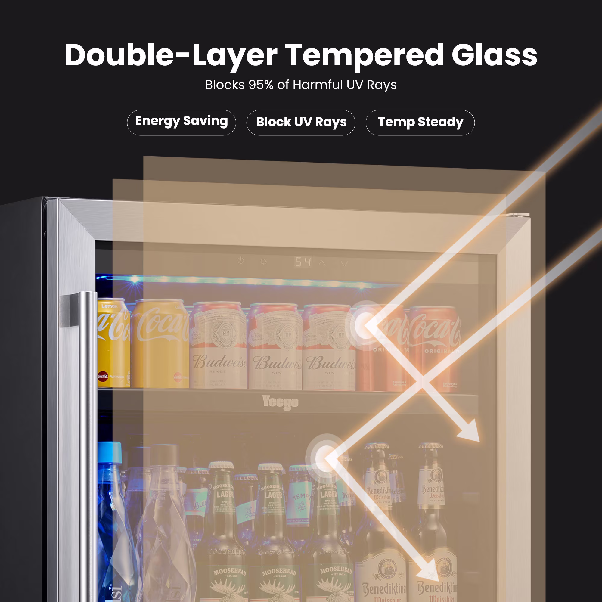 Yeego 180 Cans 24 Inch Beverage Refrigerator, Stainless Steel Built-in/Freestanding Cooler, Multi-Scenario Use for Home, Office, Dorm, Bar,Right Hinge - Image 4