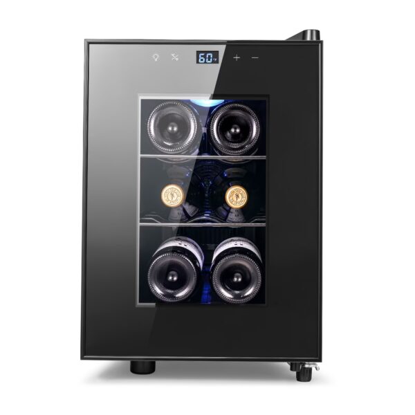 Yeego 6 Bottle Wine Refrigerator Cooler, Freestanding Small Mini Wine Cellar with Digital Temperature Control Thermoelectric Wine Cooler, Countertop Wine Cooler for Wine Enthusiasts, Black