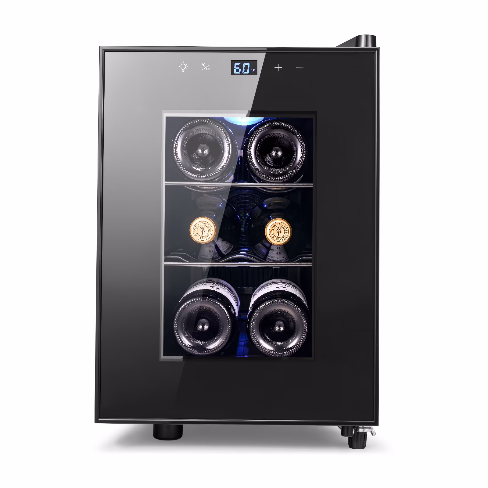 Yeego 6 Bottle Wine Refrigerator Cooler, Freestanding Small Mini Wine Cellar with Digital Temperature Control Thermoelectric Wine Cooler, Countertop Wine Cooler for Wine Enthusiasts, Black