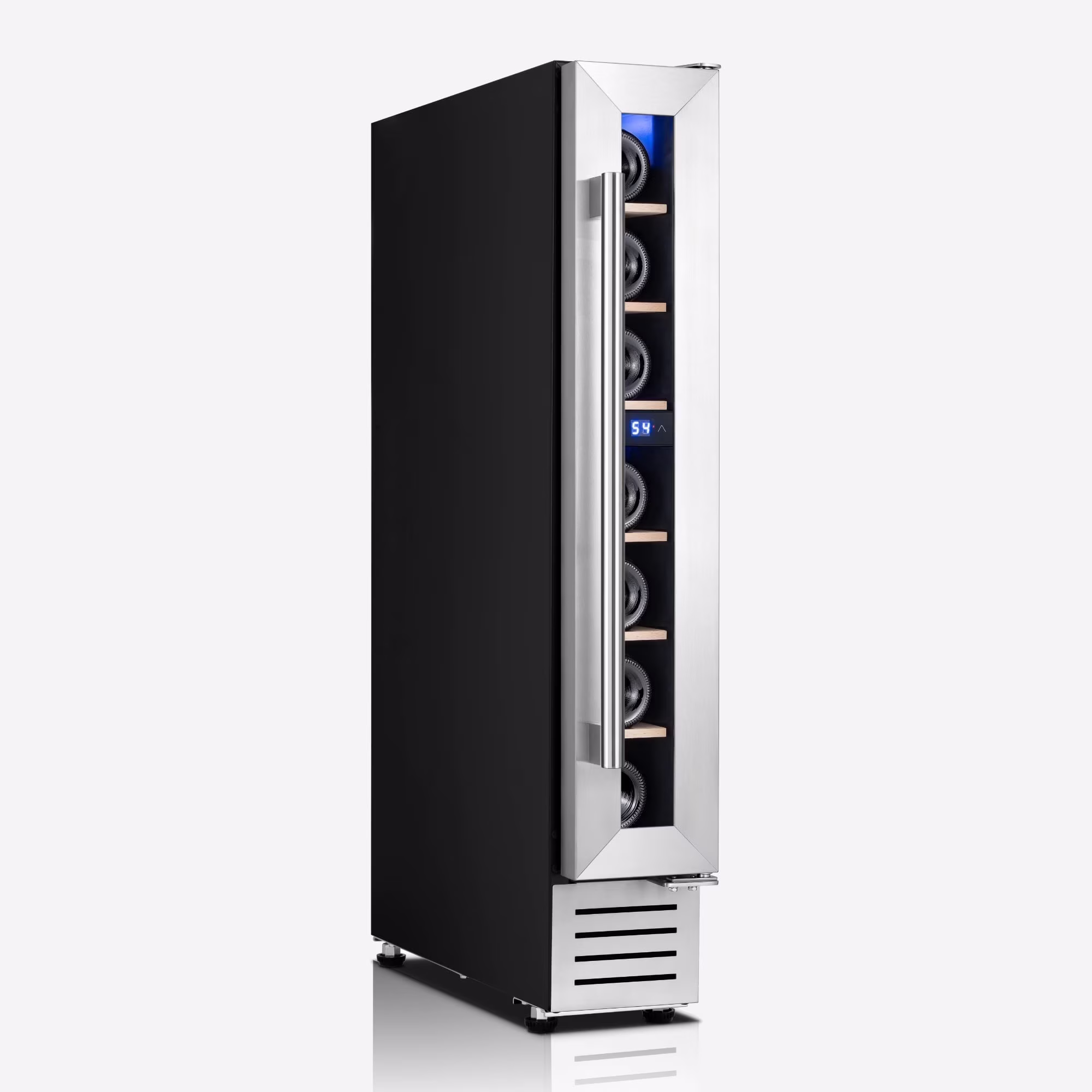 Yeego 6 Inch Wine Fridge, 7 Bottle Built-In & Freestanding Wine Cooler Refrigerator with Glass Door, 40-65°F, Adjustable Shelves for Home Bar Kitchen Office