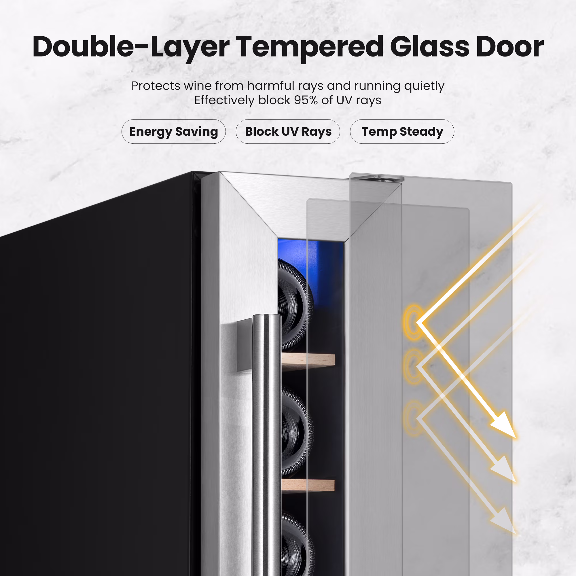 Yeego 6 Inch Wine Fridge, 7 Bottle Built-In & Freestanding Wine Cooler Refrigerator with Glass Door, 40-65°F, Adjustable Shelves for Home Bar Kitchen Office - Image 5
