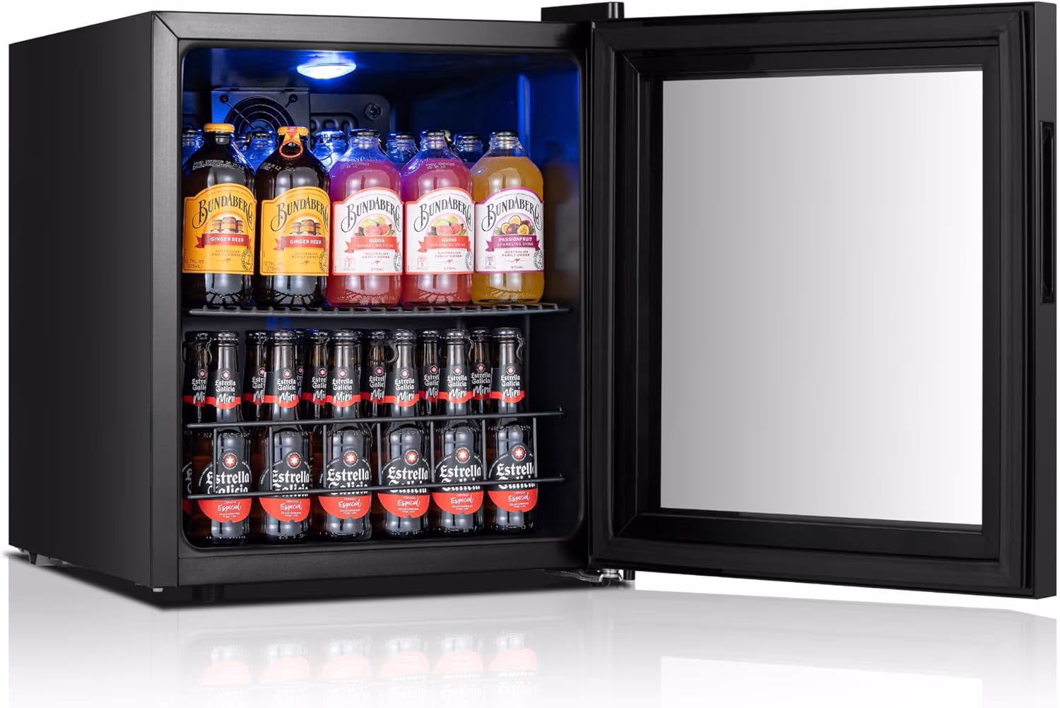 Yeego 65 Can Beverage Cooler Refrigerator, 1.63 cu.ft. Mini Fridge with Double Glass Door and Compressor for Home/Office/Bar,Black - Image 5
