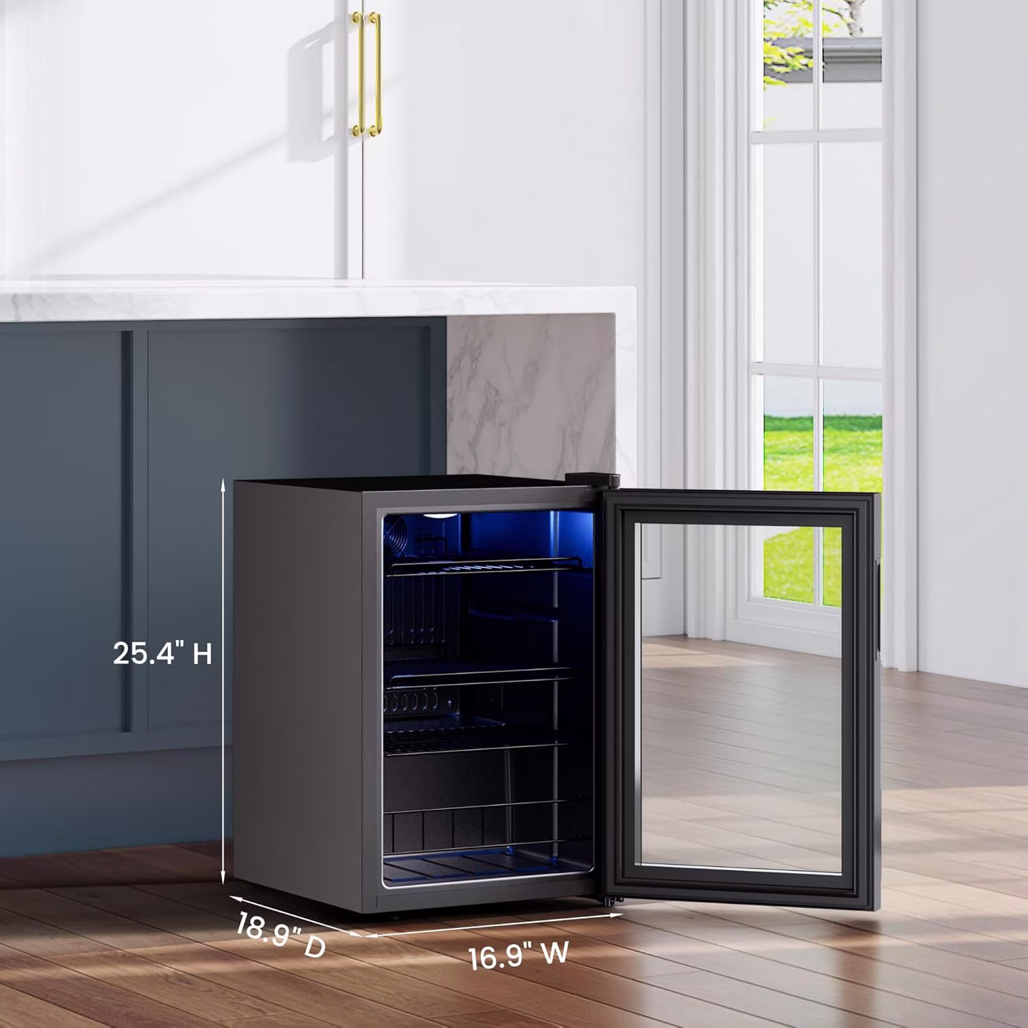 Yeego 85 Can Beverage Refrigerator Cooler, 2.18 cu.ft. Beverage Fridge with Glass Door for Home/Bar/Office, Black - Image 4