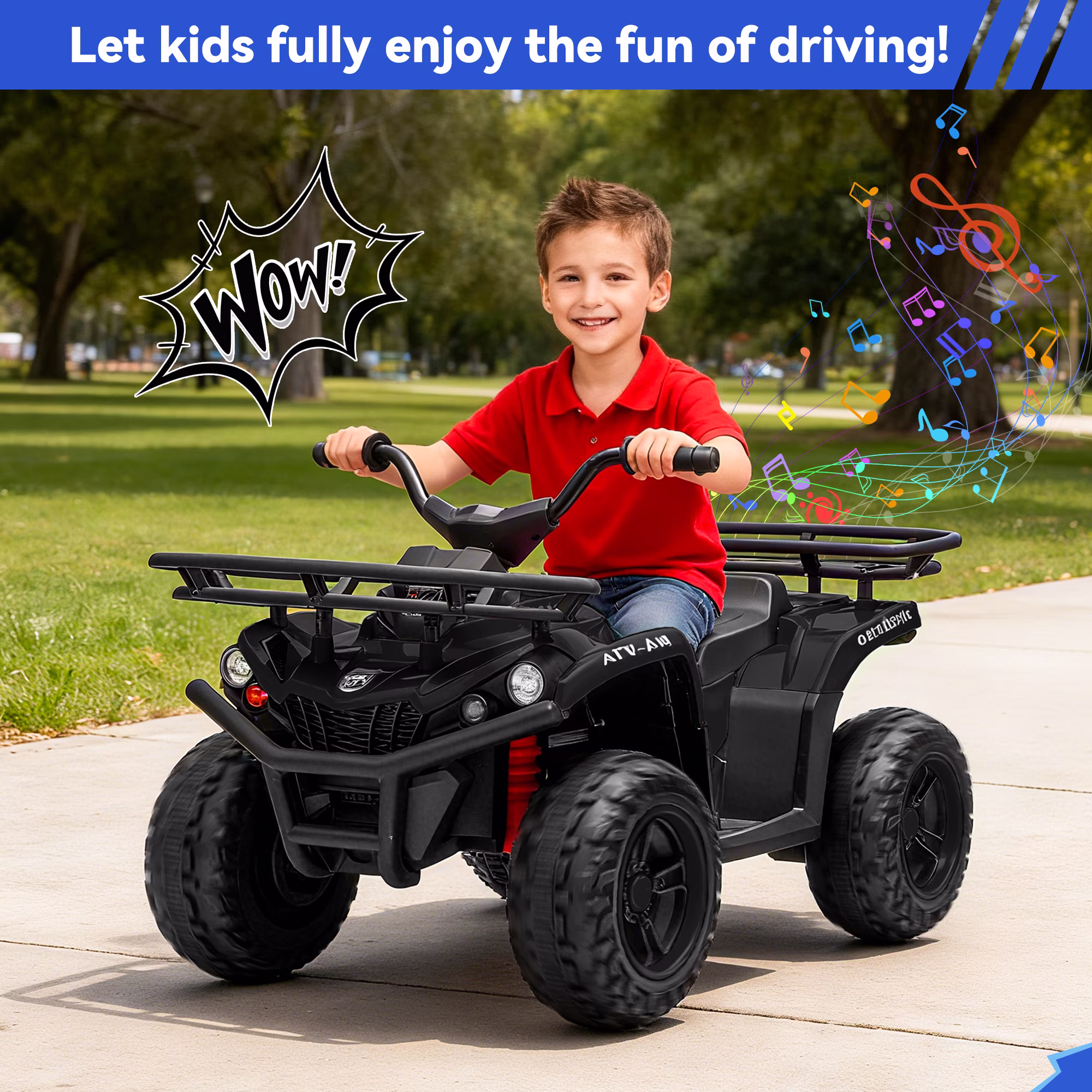 Yexmas 24V Kids ATV,Electric ATV for Kids 4 Wheelers Quad Car Toy, Ride On Toy Car As Gift for Kids,Black - Image 5