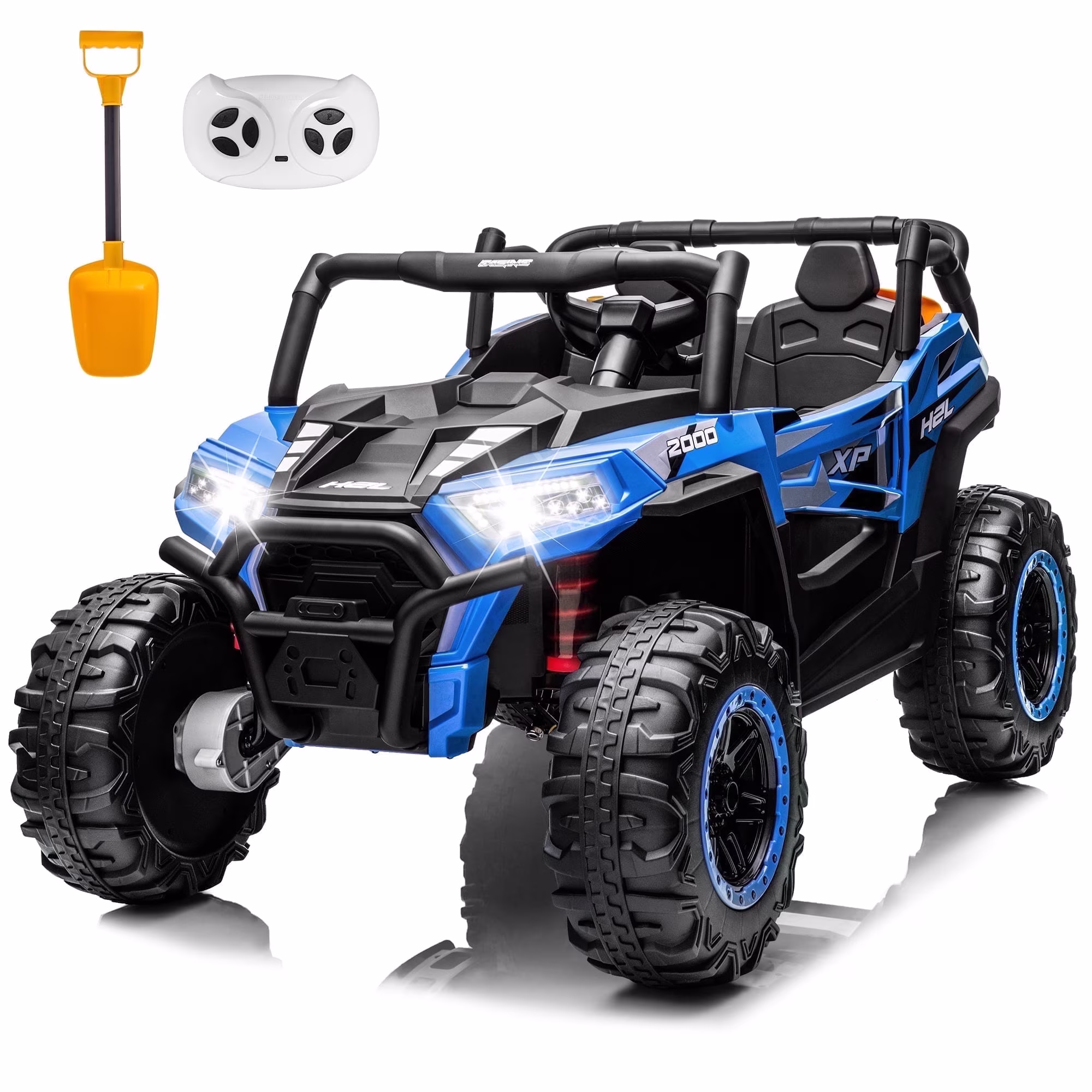 Yexmas 24V Kids Ride on Car Truck,2 Seater Kids Electric Car with Remote Control,4WD Toddler Ride on Car with 110lb Weight Capacity,Blue