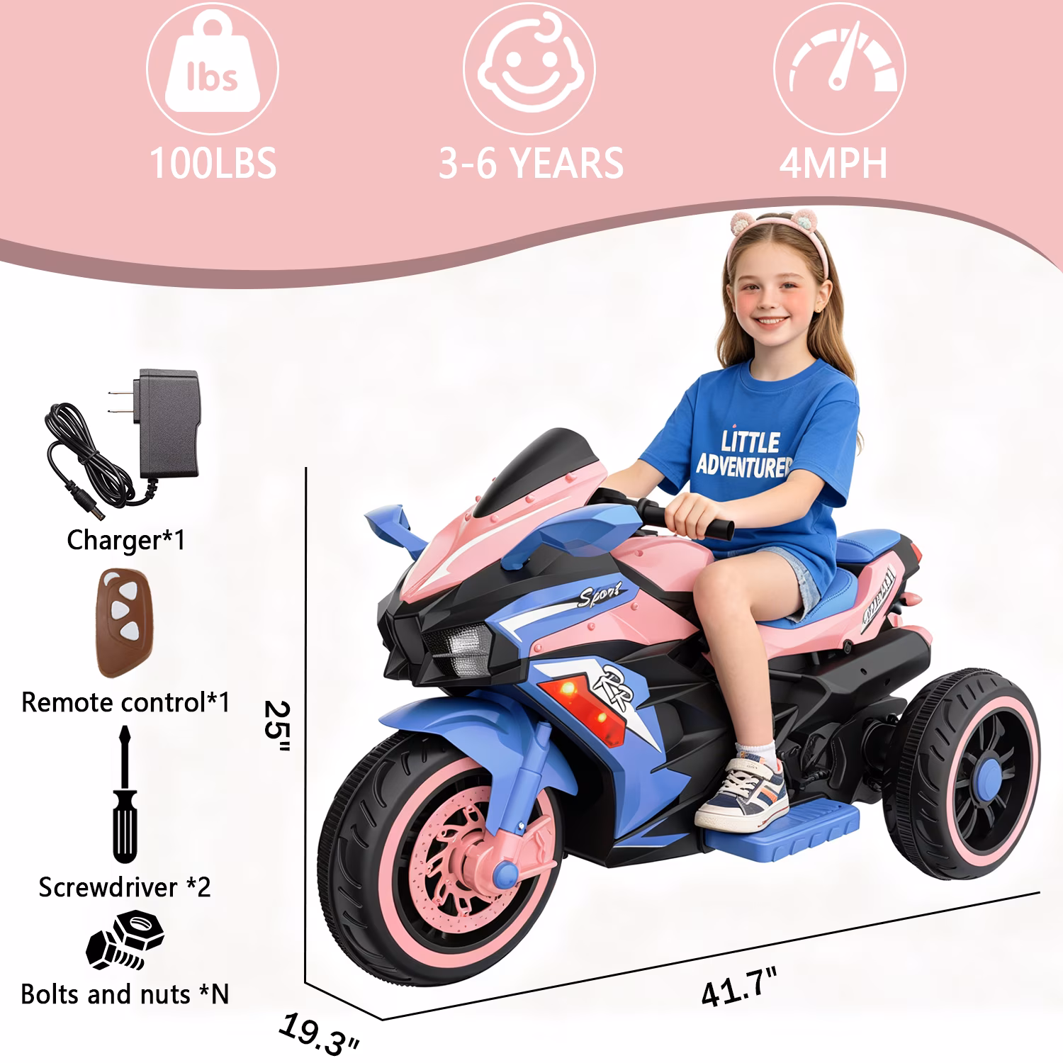 YOMYM Dual Control Kids Ride On Electric Motorcycle, Manual Foot Pedal & Parent Remote Control Ride on Toys 12V Electric Motorcycle for Kids 2-4 Years - Image 2