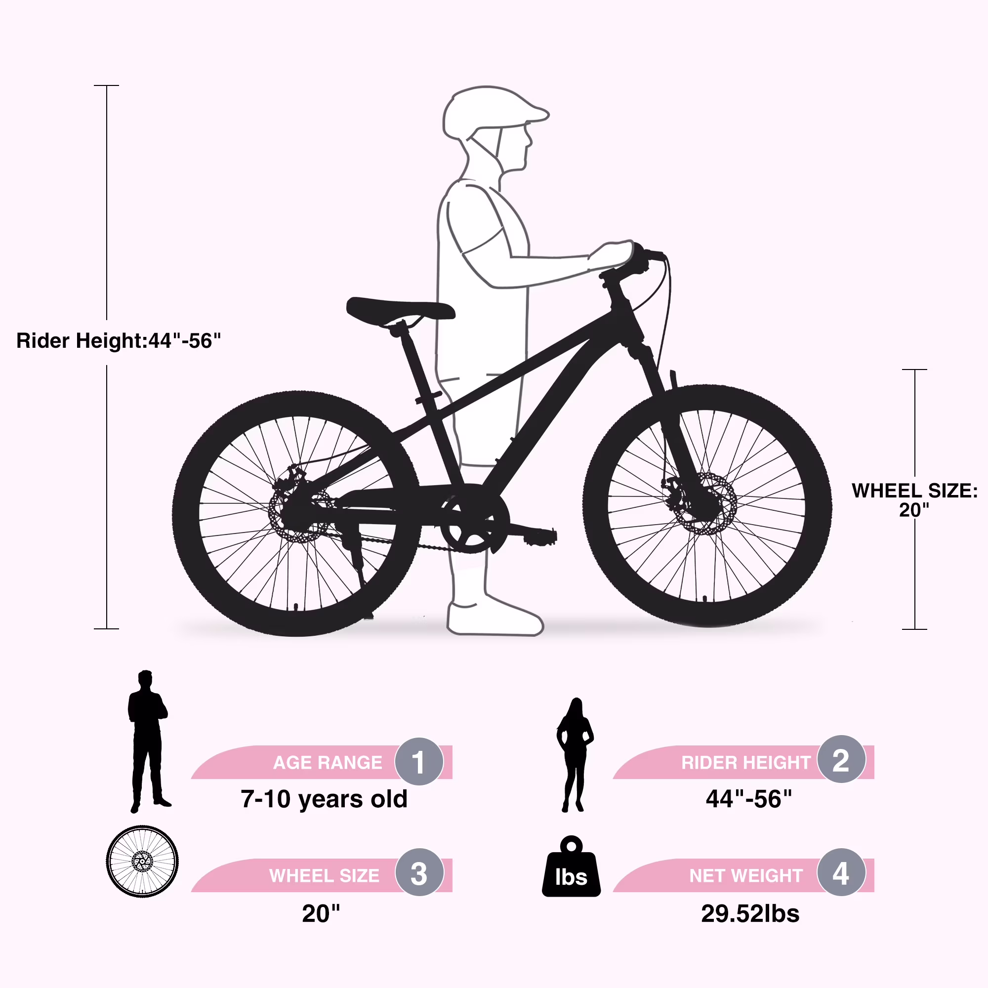 Track Seven Kids Mountain Bike, 20 Inch Children Bicycle for Boys Girls Ages 7-10 Years, Kids Bike with Adjustable Seat, Single-Speed Youth Bicycle with Dual Disc Brakes and Front Suspension, White - Image 5