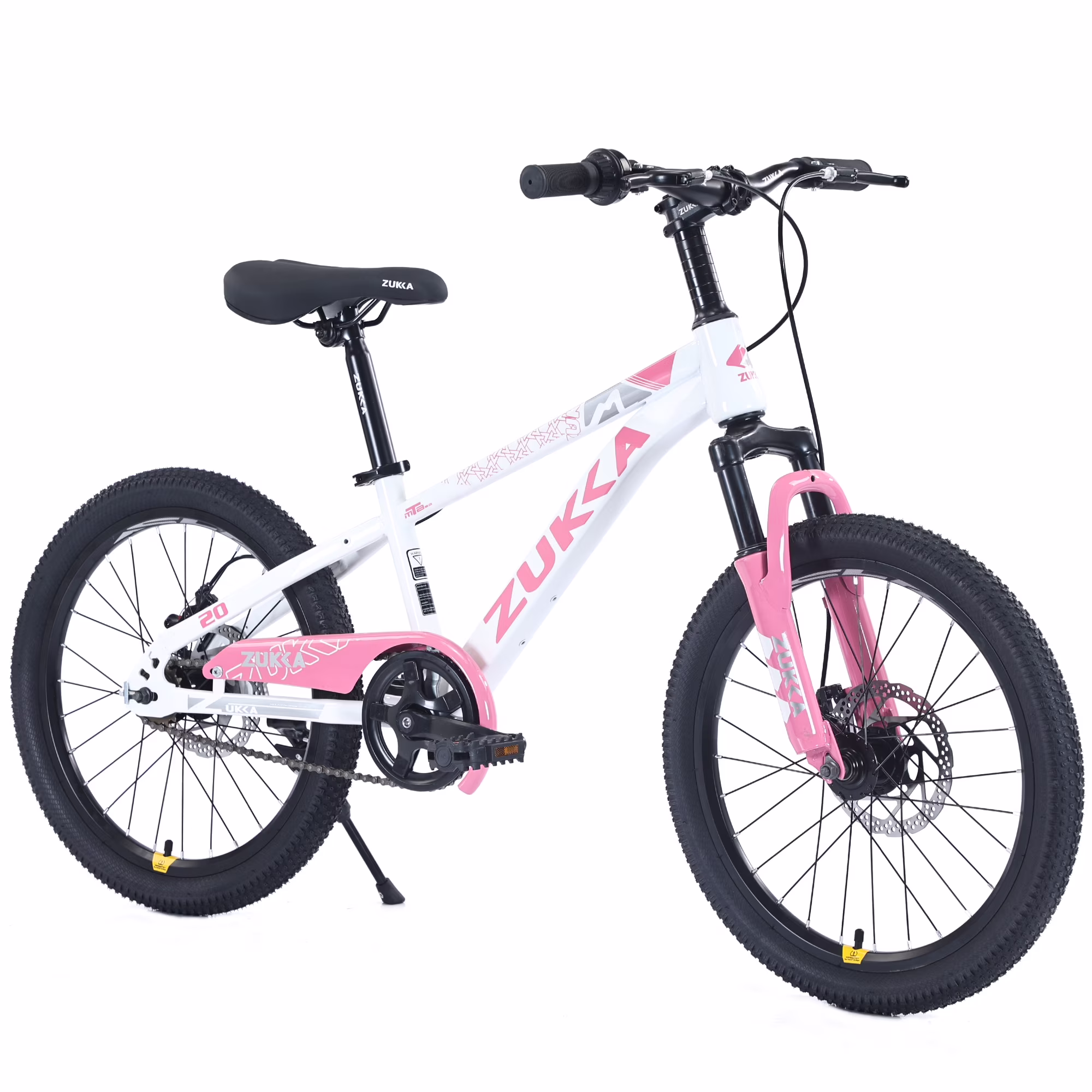 Aukfa 20" Kids Mountain Bike with Suspension Fork, Disc Brakes, MTB Frame, Ages 7–10,White