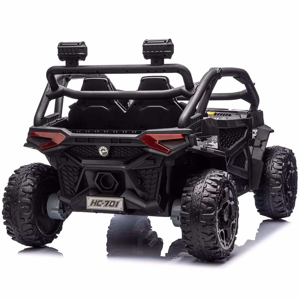 Zukpow 24V Ride Ons for Kids, 2 Seater Electric Car with Remote Control, 4x200W Motors, Power Car Wheels Ride on Toys UTV with Bluetooth Music, USB, Slow Start, LED Lights, Rear Storage Box, Black - Image 2