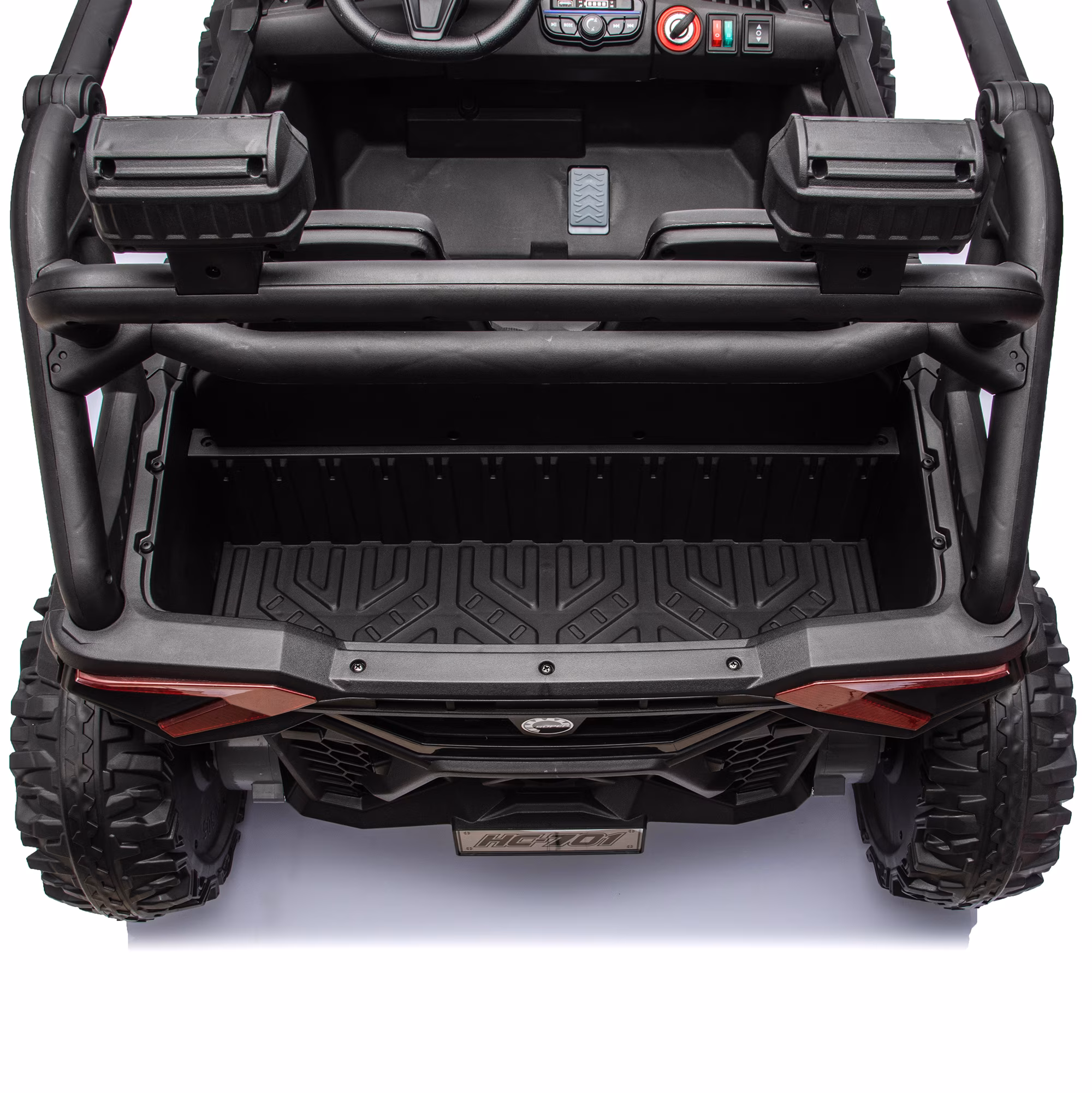 Zukpow 24V Ride Ons for Kids, 2 Seater Electric Car with Remote Control, 4x200W Motors, Power Car Wheels Ride on Toys UTV with Bluetooth Music, USB, Slow Start, LED Lights, Rear Storage Box, Black - Image 4