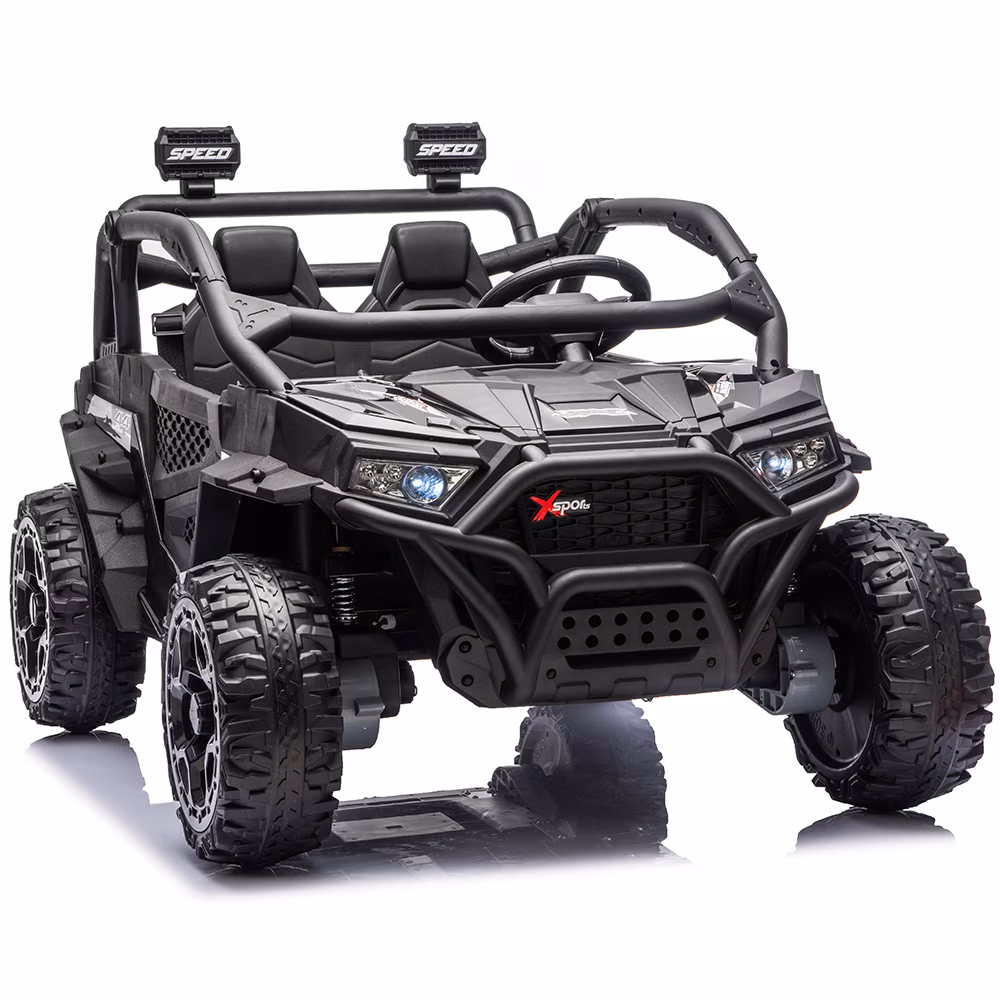 Zukpow 24V Ride Ons for Kids, 2 Seater Electric Car with Remote Control, 4x200W Motors, Power Car Wheels Ride on Toys UTV with Bluetooth Music, USB, Slow Start, LED Lights, Rear Storage Box, Black - Image 5